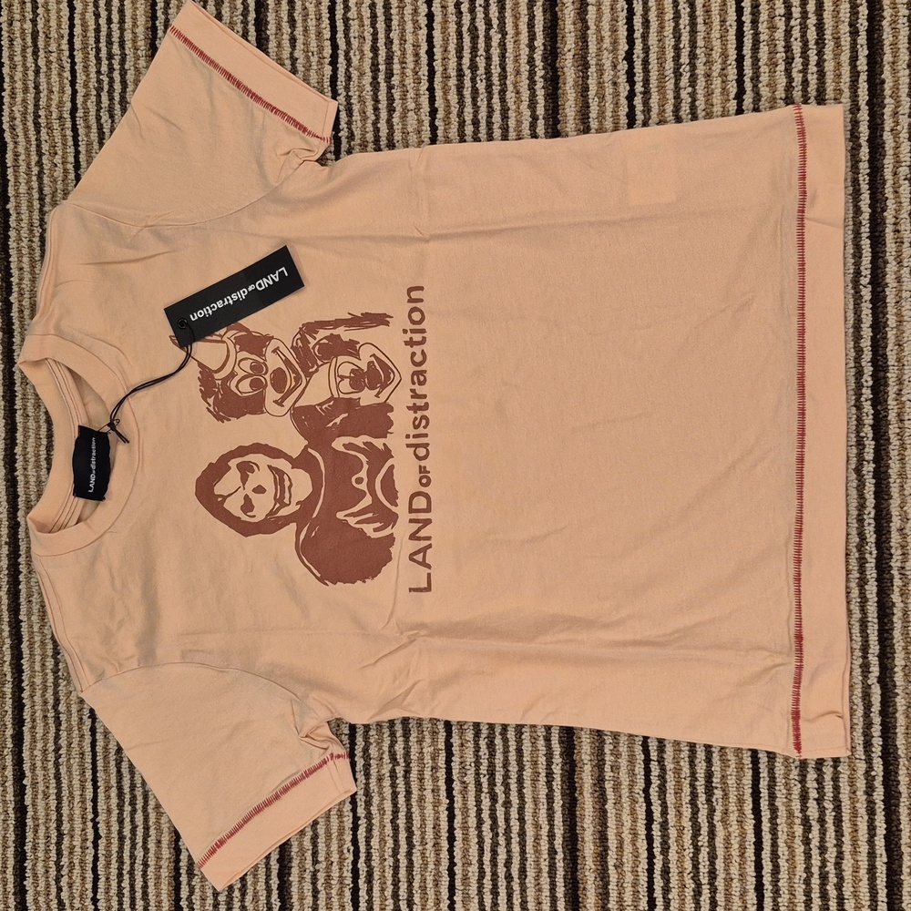 LAND OF DISTRACTION Nude Beige Kate Organic Cotton Womens Sz XS Short Sleeve Top